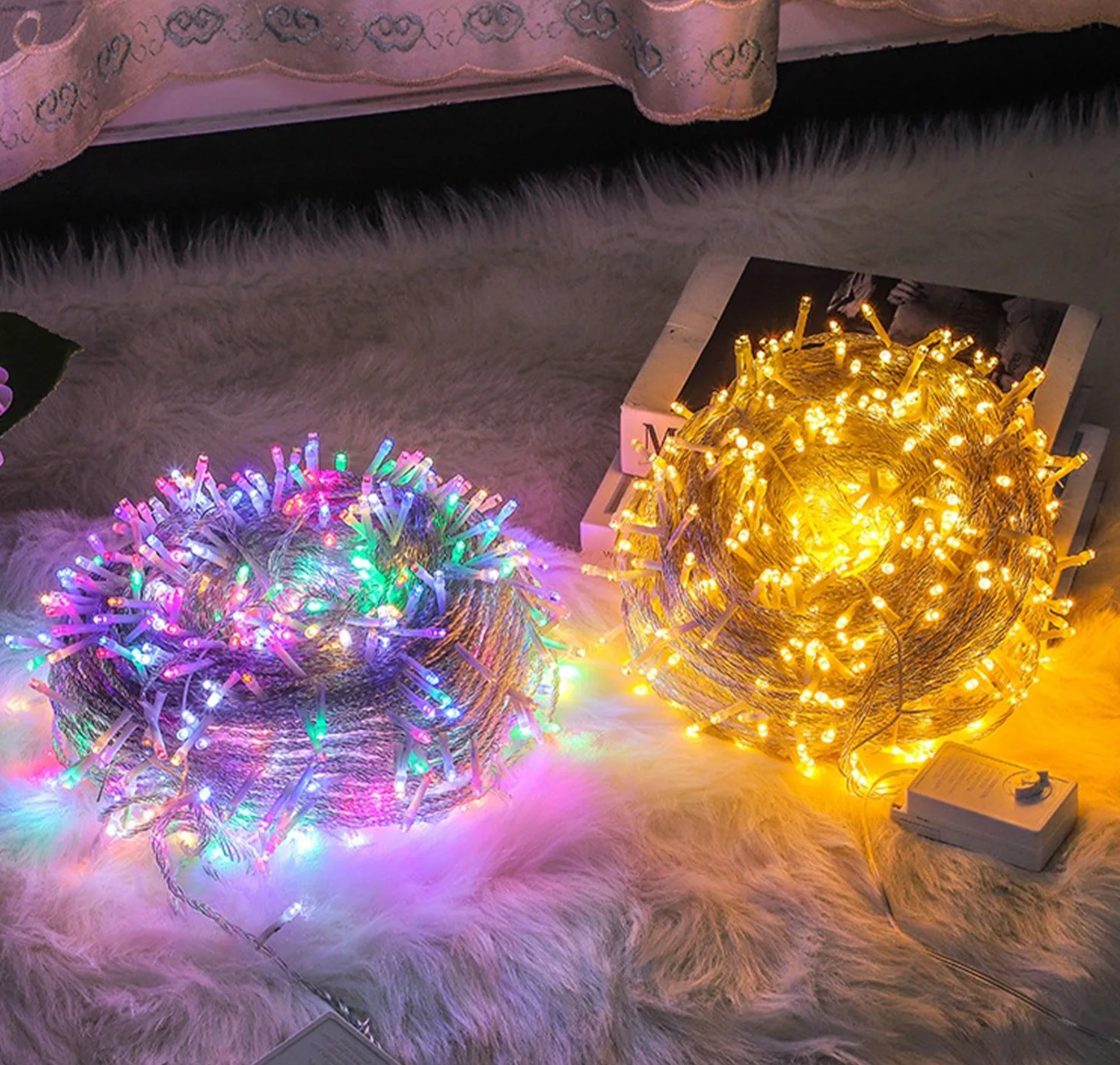 Warm white and multicolour decorative fairy lights